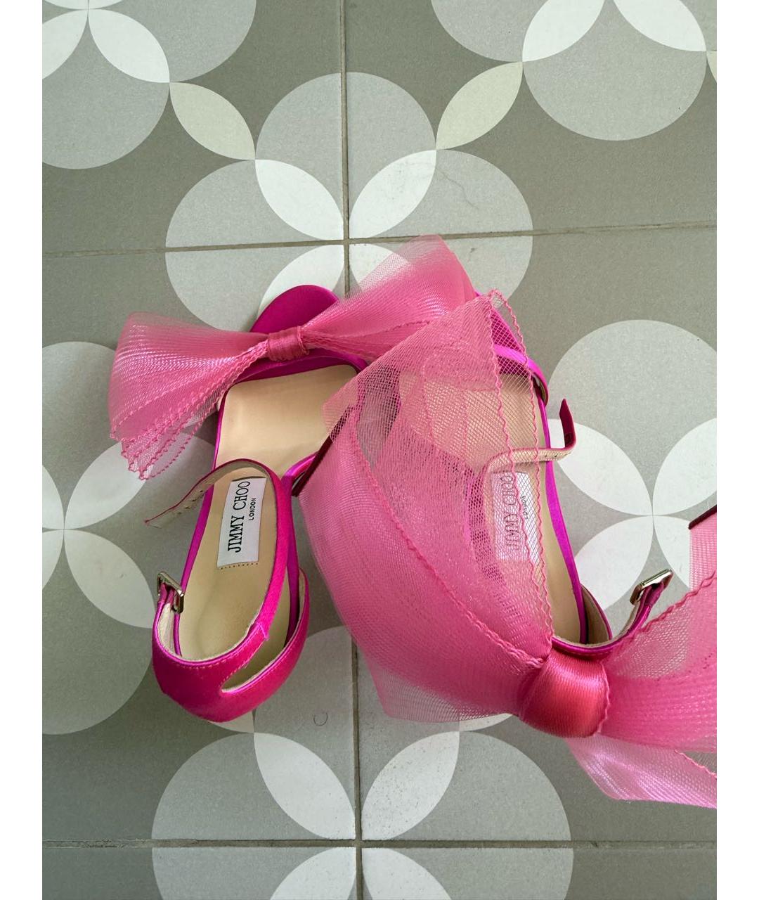 JIMMY CHOO Фуксия текстильные босоножки, фото 3