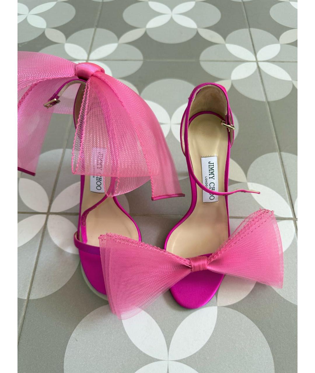 JIMMY CHOO Фуксия текстильные босоножки, фото 2