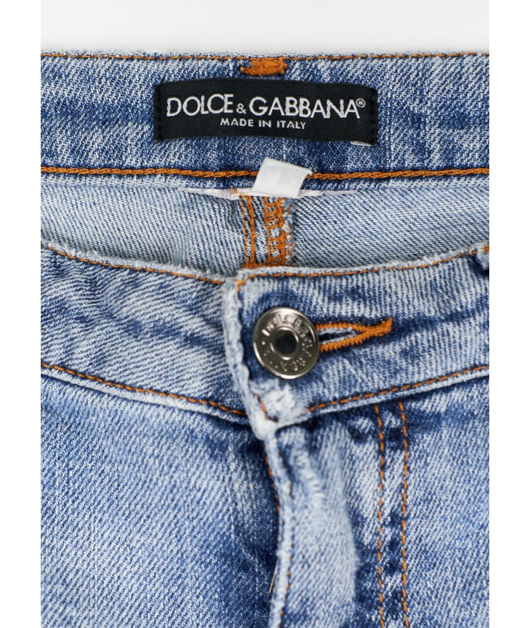 DOLCE&GABBANA Голубые хлопко-эластановые прямые джинсы, фото 2