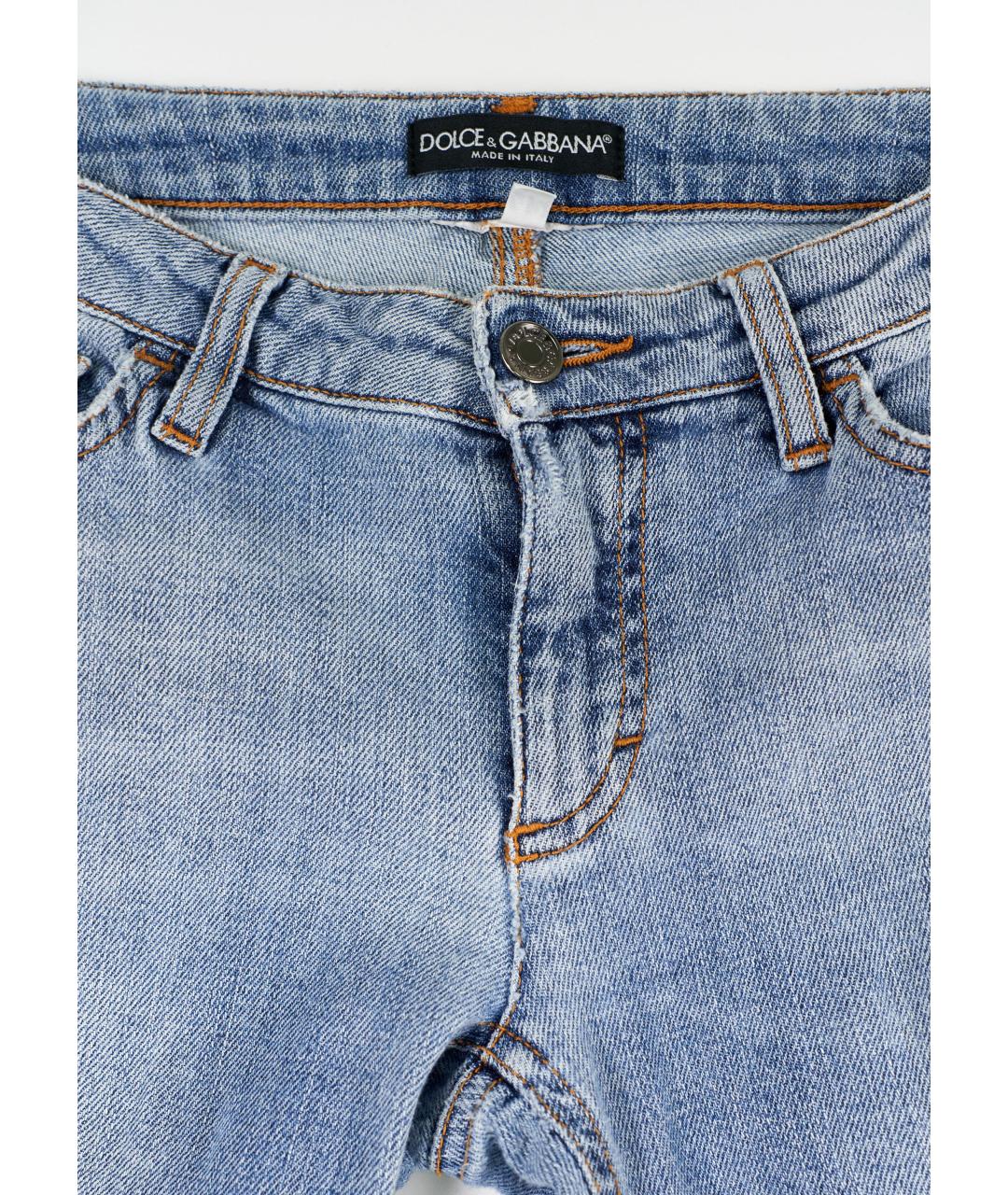 DOLCE&GABBANA Голубые хлопко-эластановые прямые джинсы, фото 5