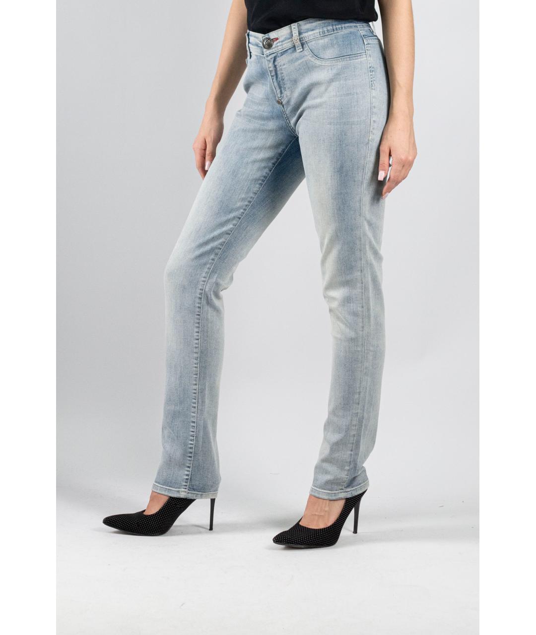 PHILIPP PLEIN Голубые хлопко-эластановые джинсы слим, фото 7
