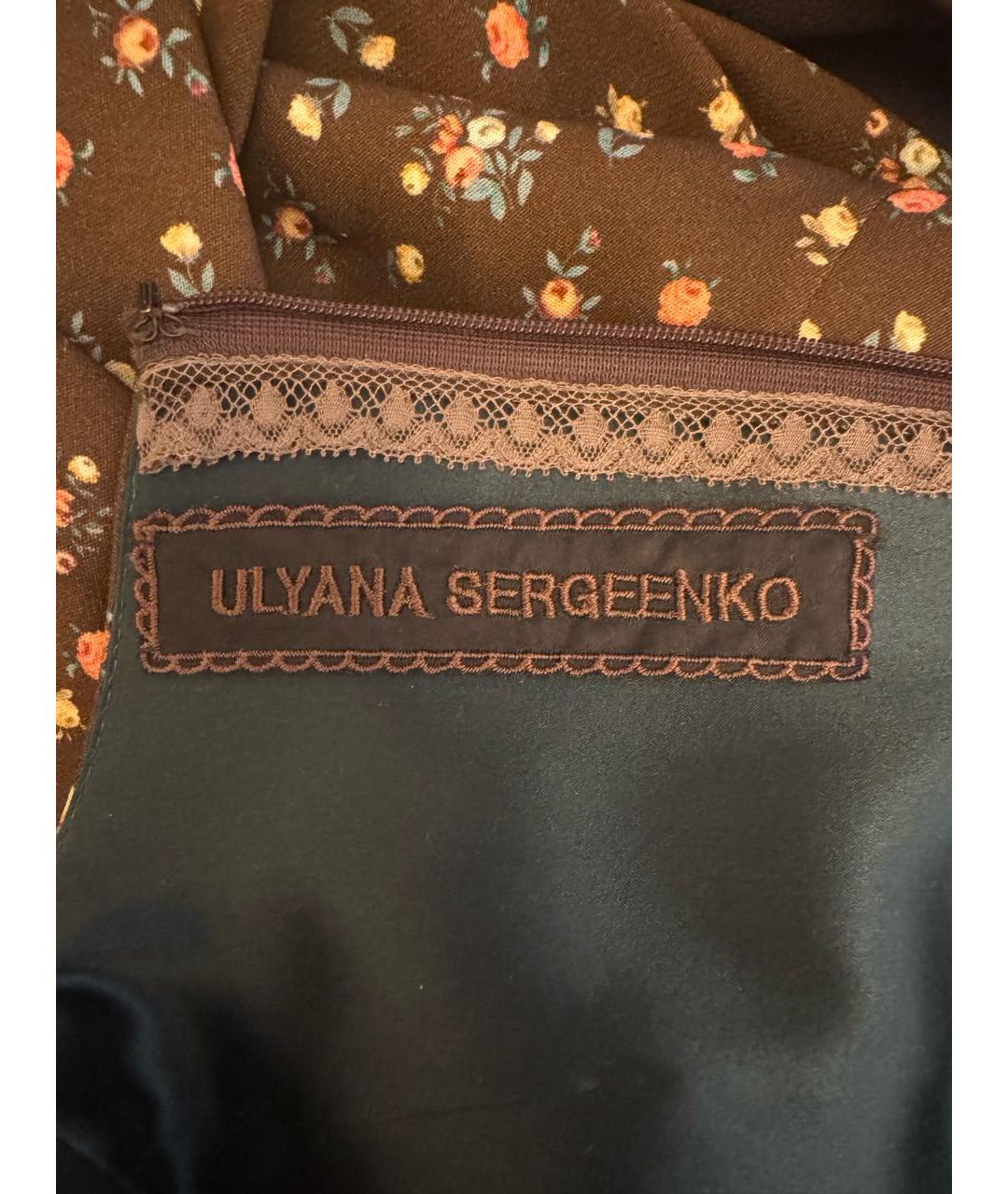 ULYANA SERGEENKO Коричневое вискозное коктейльное платье, фото 4