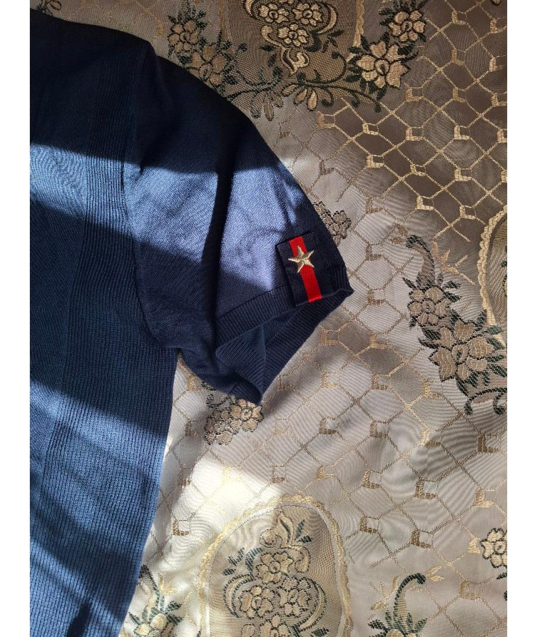 GUCCI Синее хлопковое поло с коротким рукавом, фото 5