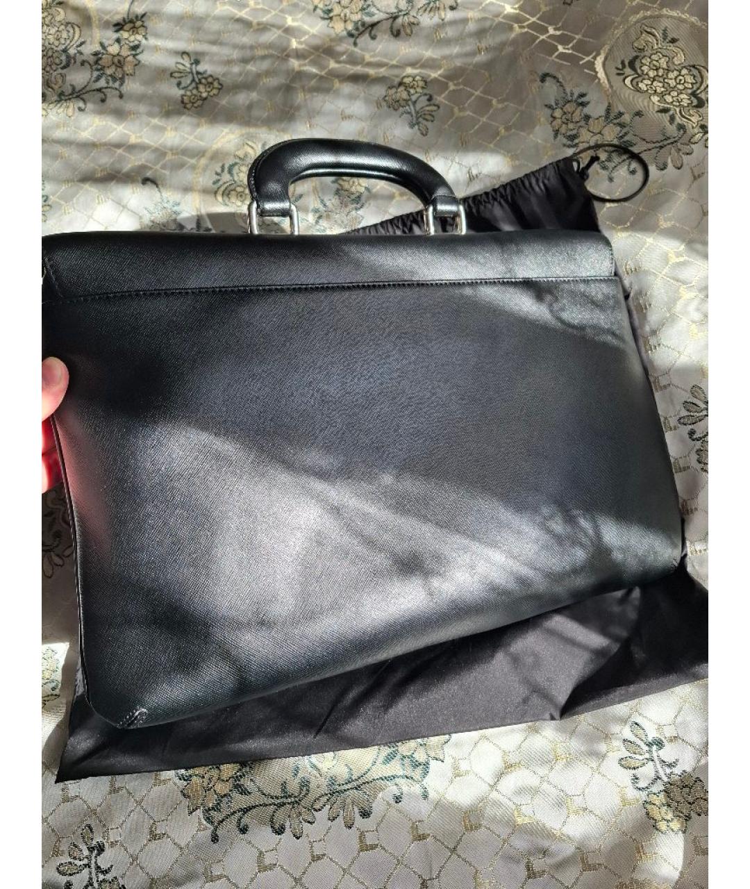 GIORGIO ARMANI Черный кожаный портфель, фото 2