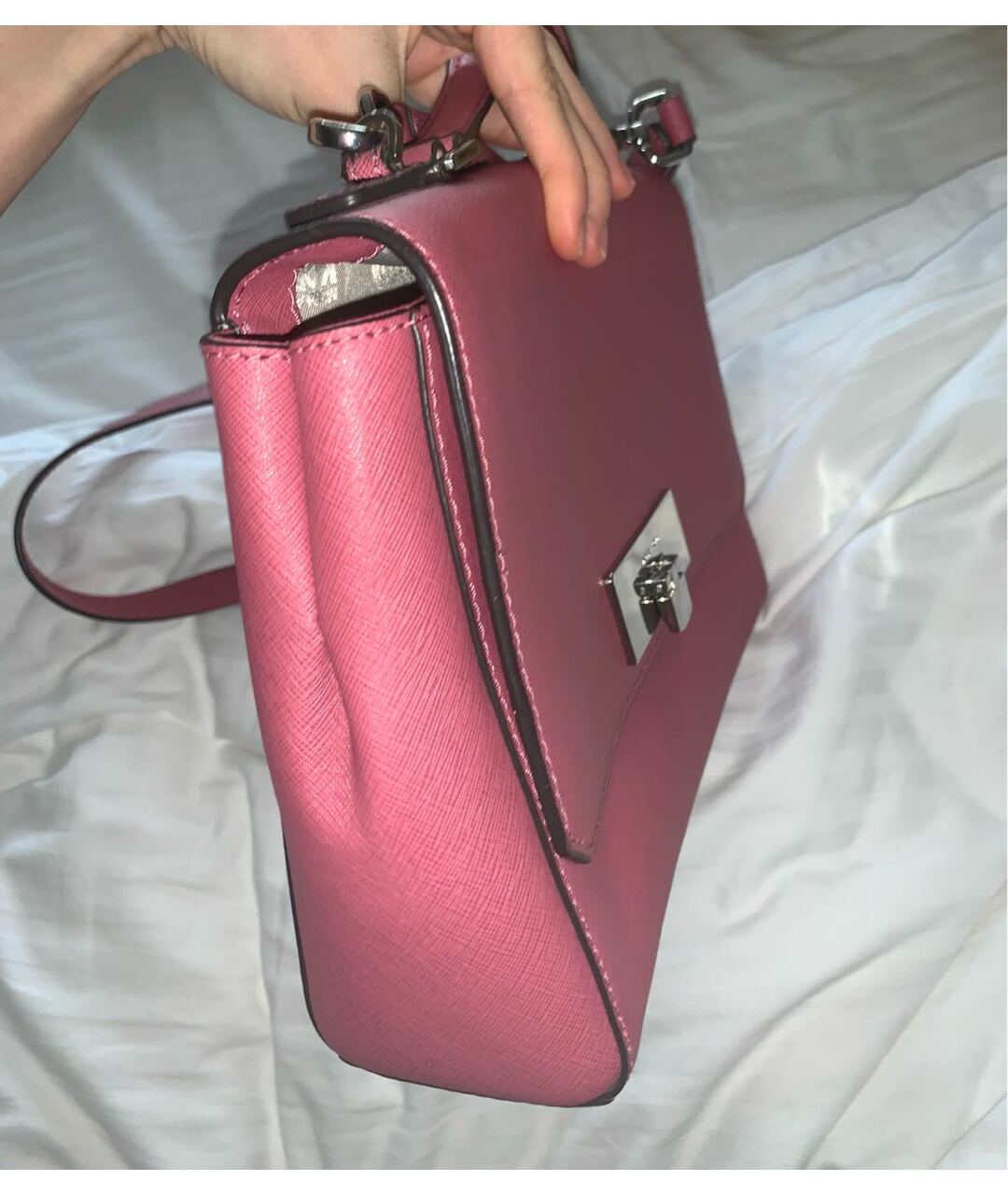 MICHAEL KORS Розовая кожаная сумка с короткими ручками, фото 2