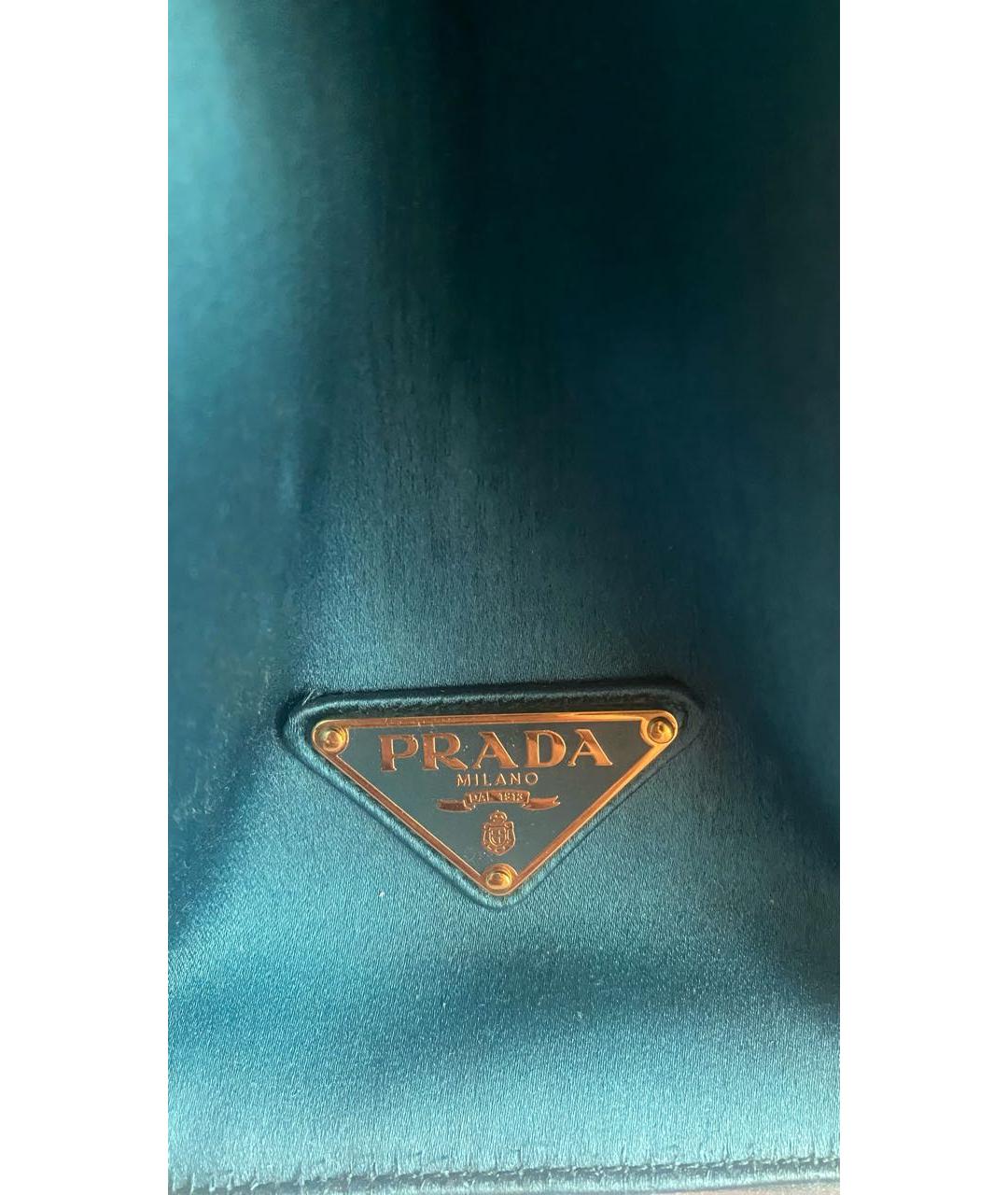 PRADA Бирюзовая шелковая сумка с короткими ручками, фото 7