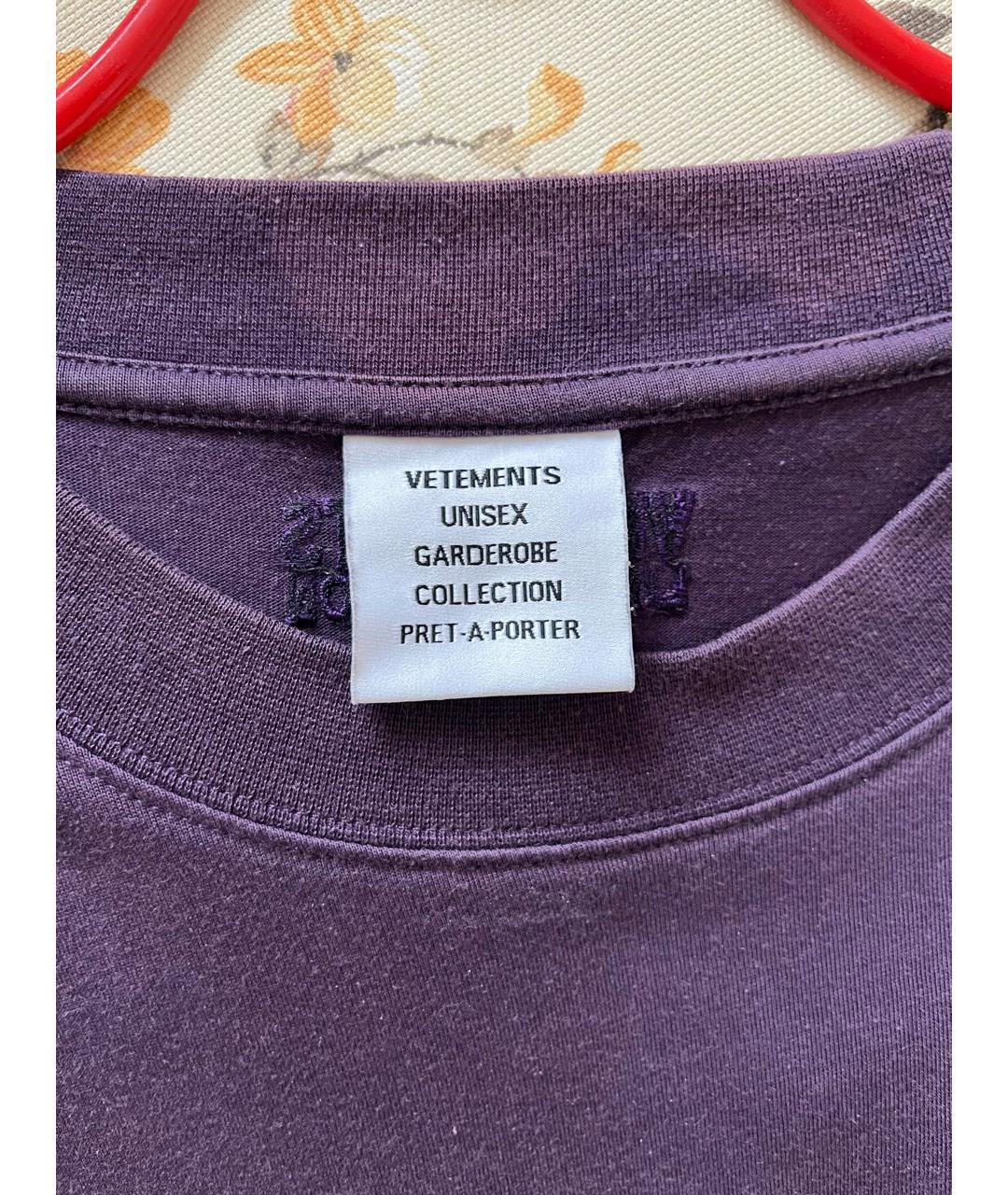 VETEMENTS Фиолетовая хлопковая футболка, фото 3