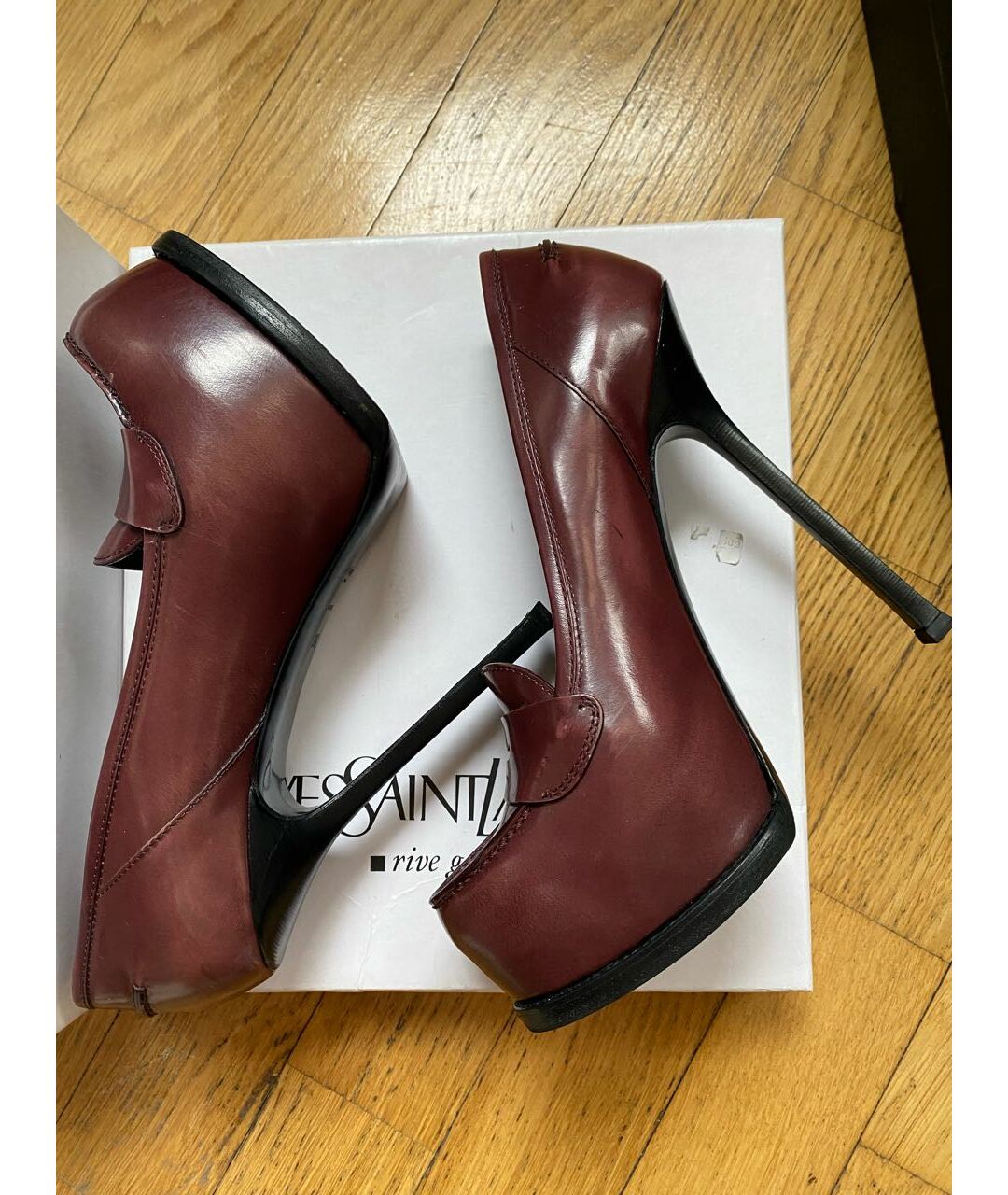 YVES SAINT LAURENT VINTAGE Бордовые кожаные туфли, фото 5