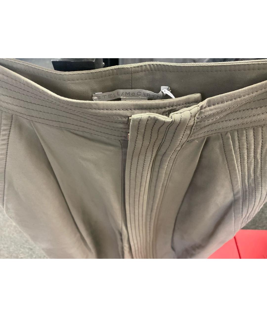 STELLA MCCARTNEY Хаки хлопковые прямые брюки, фото 3