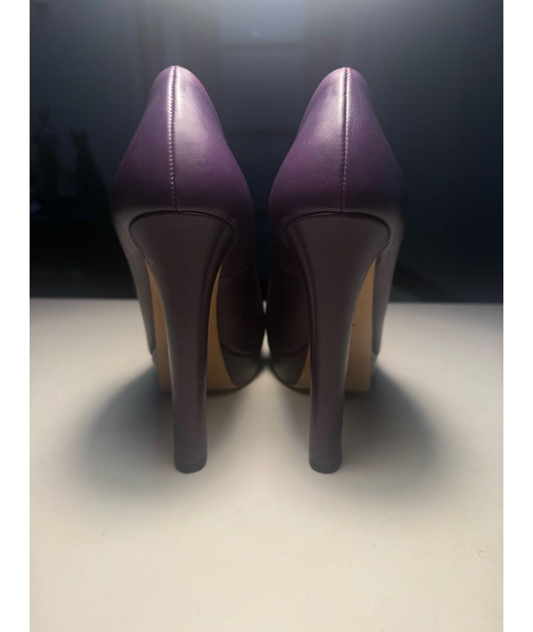 GUCCI Фиолетовые кожаные туфли, фото 4