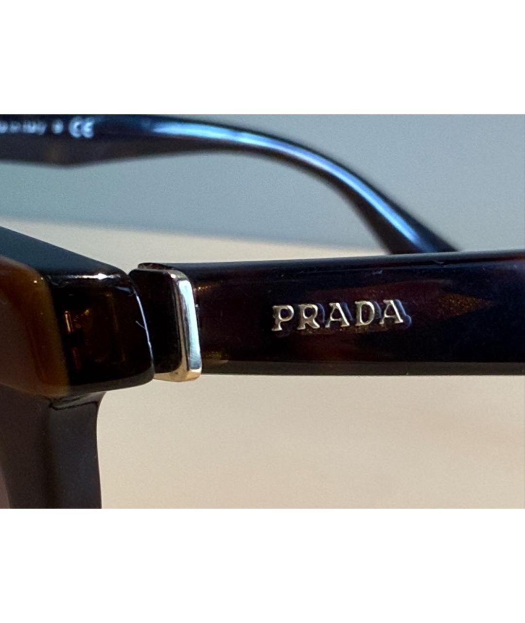 PRADA Коричневые пластиковые солнцезащитные очки, фото 3
