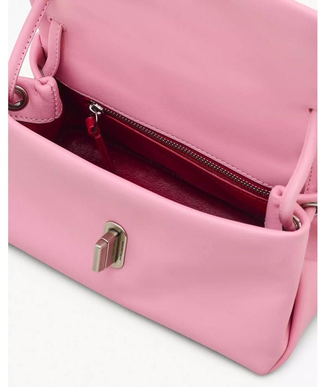 MARC JACOBS Розовая кожаная сумка с короткими ручками, фото 4