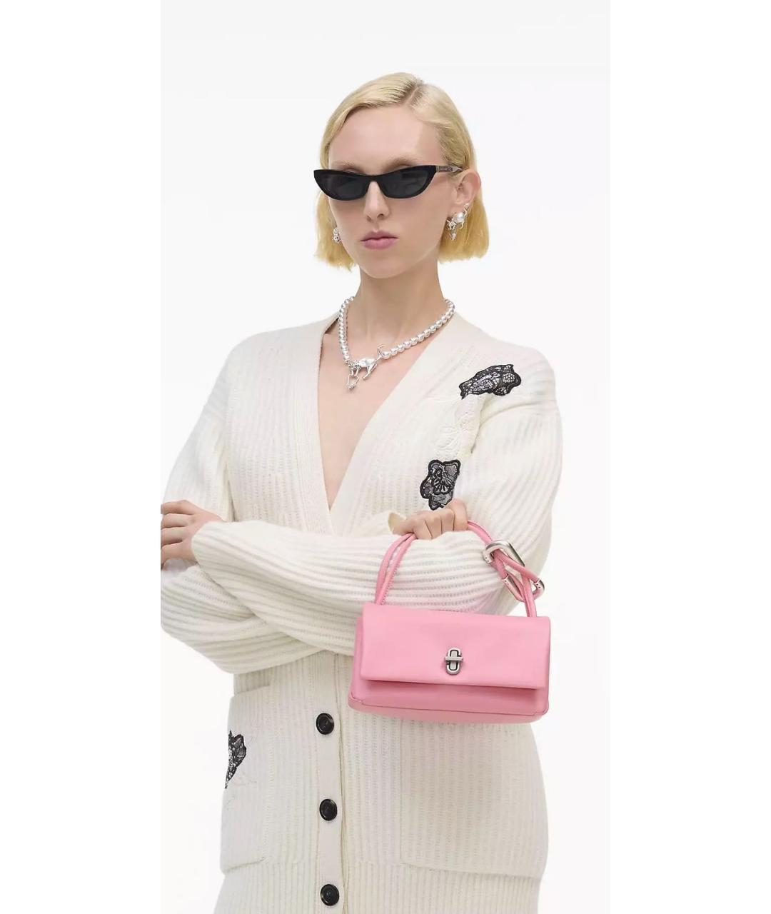 MARC JACOBS Розовая кожаная сумка с короткими ручками, фото 2