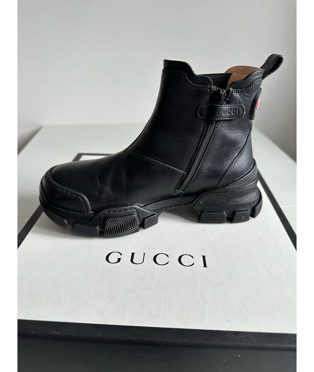 GUCCI KIDS Черные кожаные ботинки, фото 6