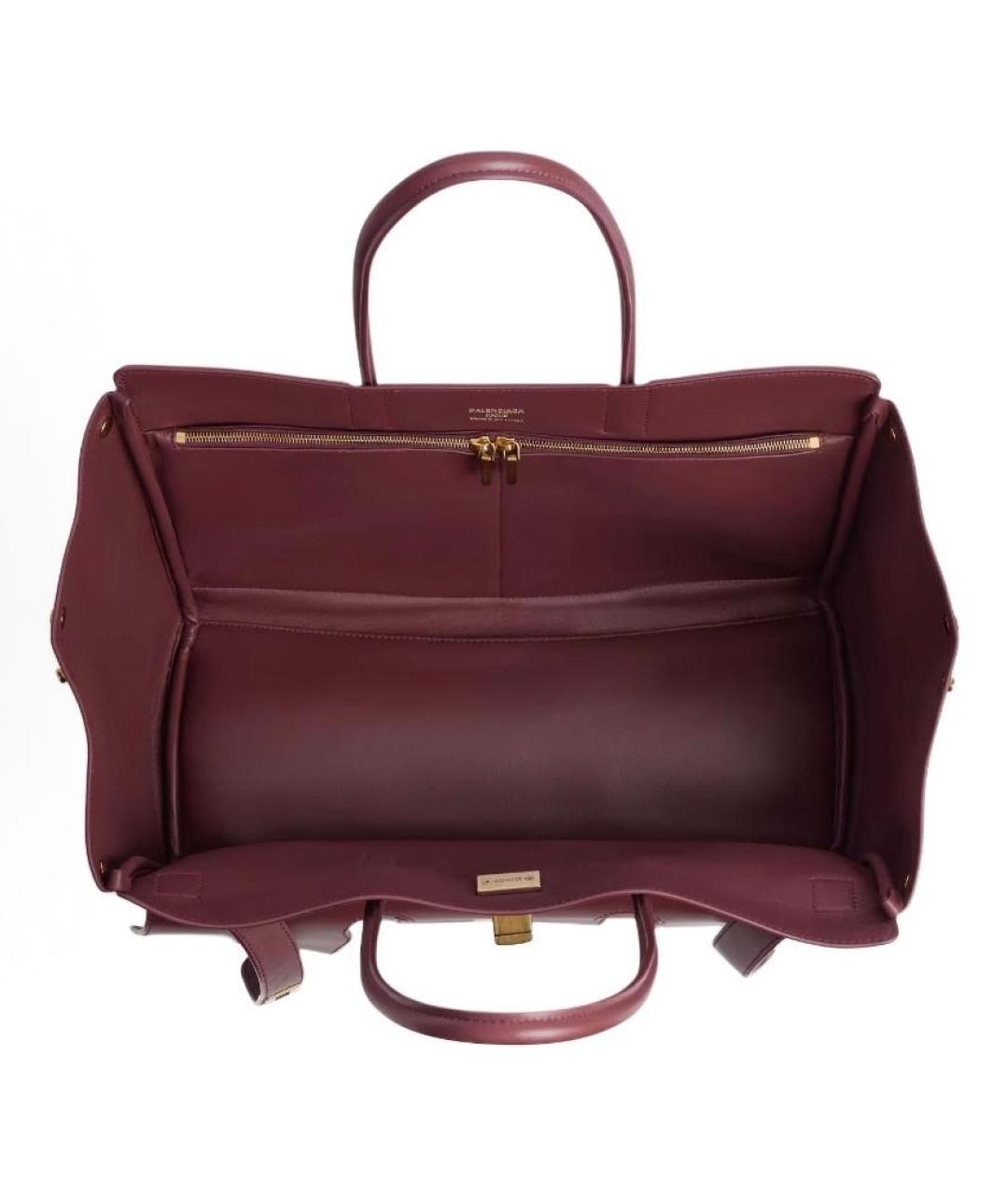 BALENCIAGA Бордовая кожаная сумка с короткими ручками, фото 4