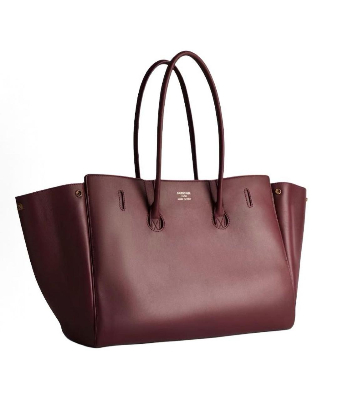 BALENCIAGA Бордовая кожаная сумка с короткими ручками, фото 3