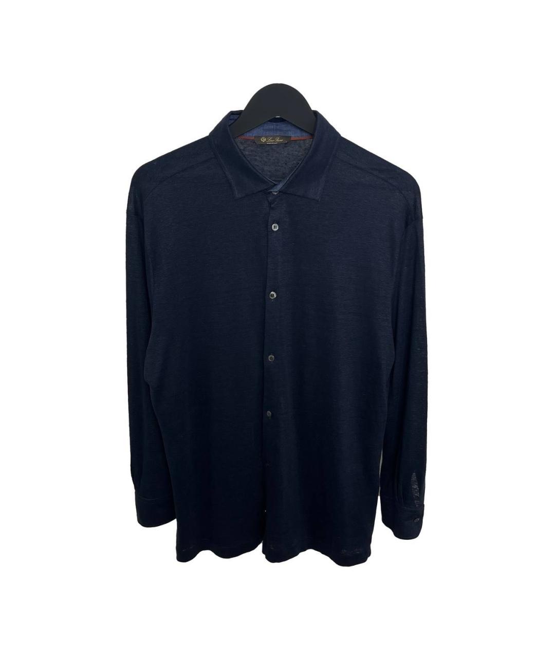LORO PIANA Темно-синяя льняная кэжуал рубашка, фото 6