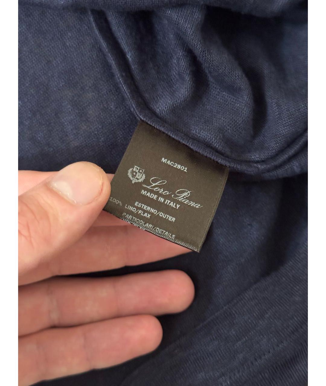 LORO PIANA Темно-синяя льняная кэжуал рубашка, фото 4