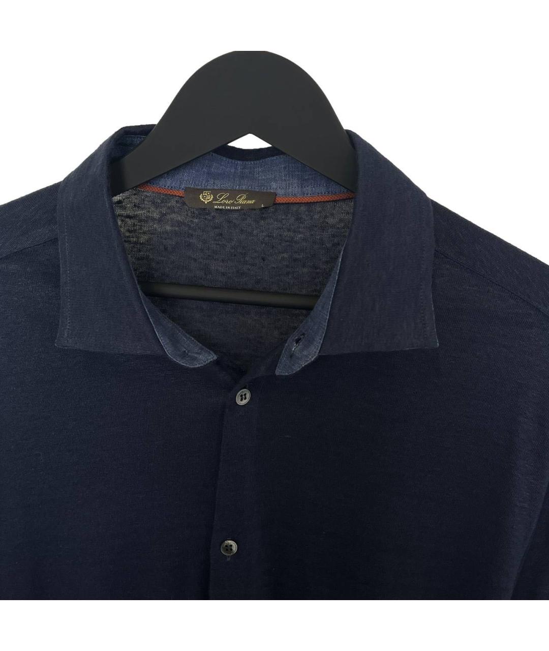 LORO PIANA Темно-синяя льняная кэжуал рубашка, фото 2
