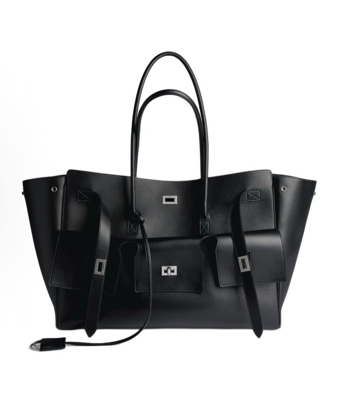 BALENCIAGA Черная кожаная сумка тоут, фото 5