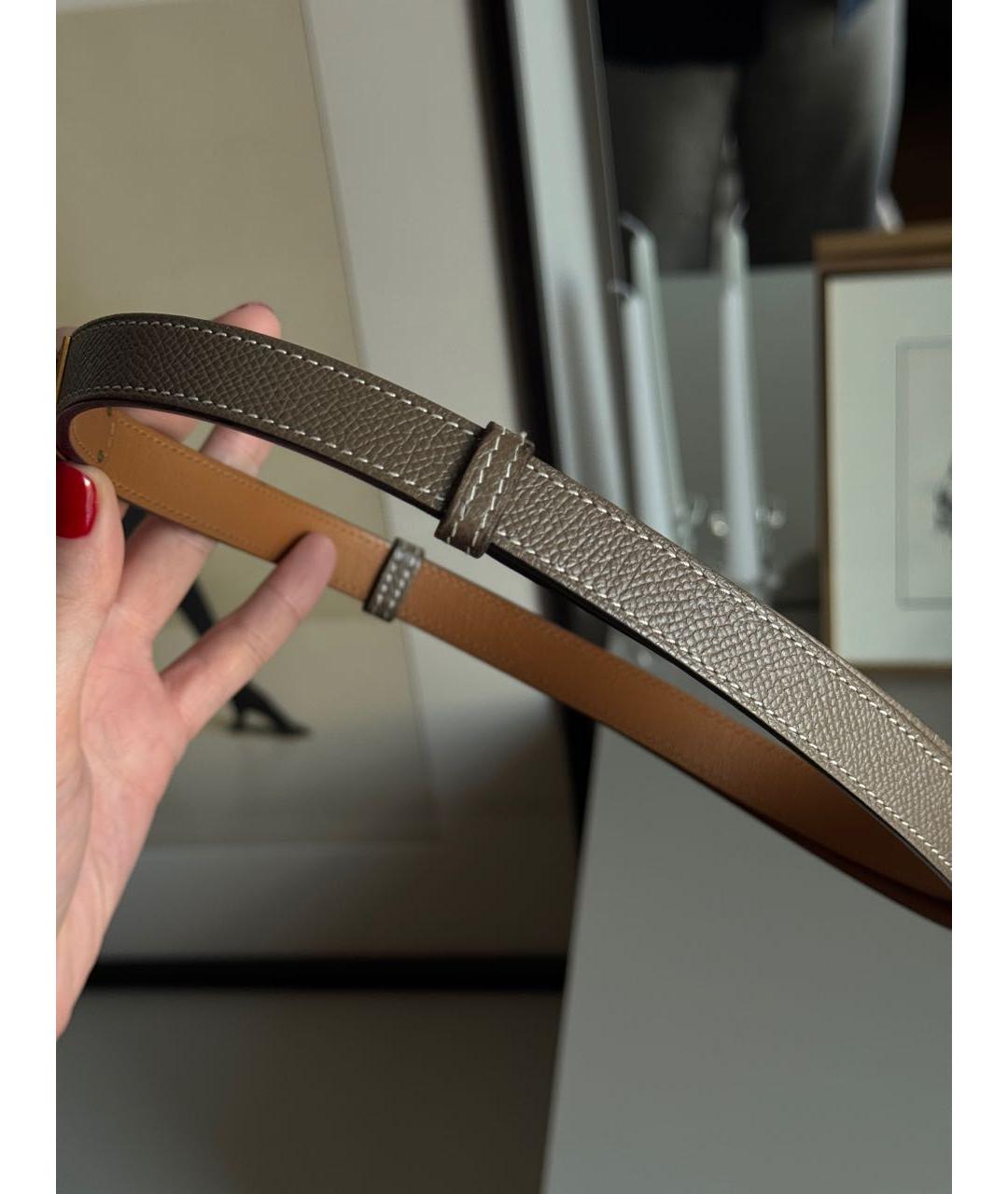 HERMES Бежевый кожаный ремень, фото 4