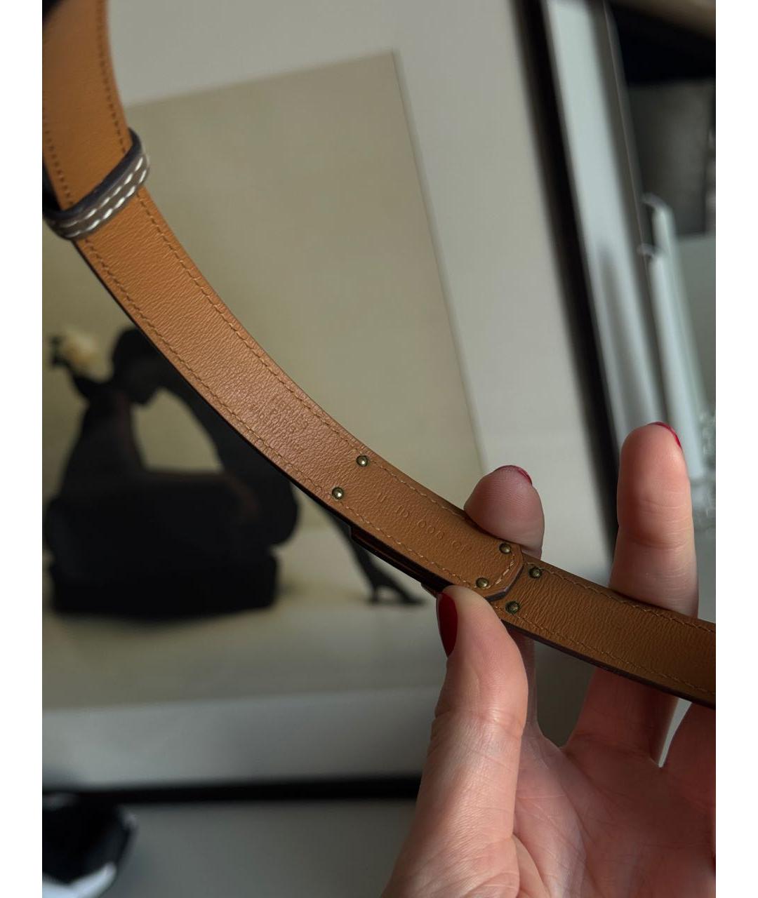 HERMES Бежевый кожаный ремень, фото 3