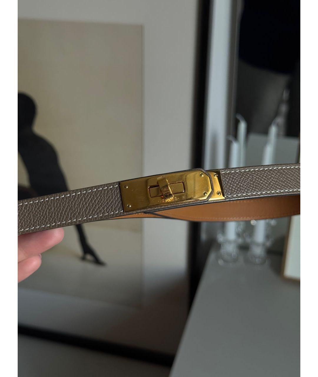 HERMES Бежевый кожаный ремень, фото 2