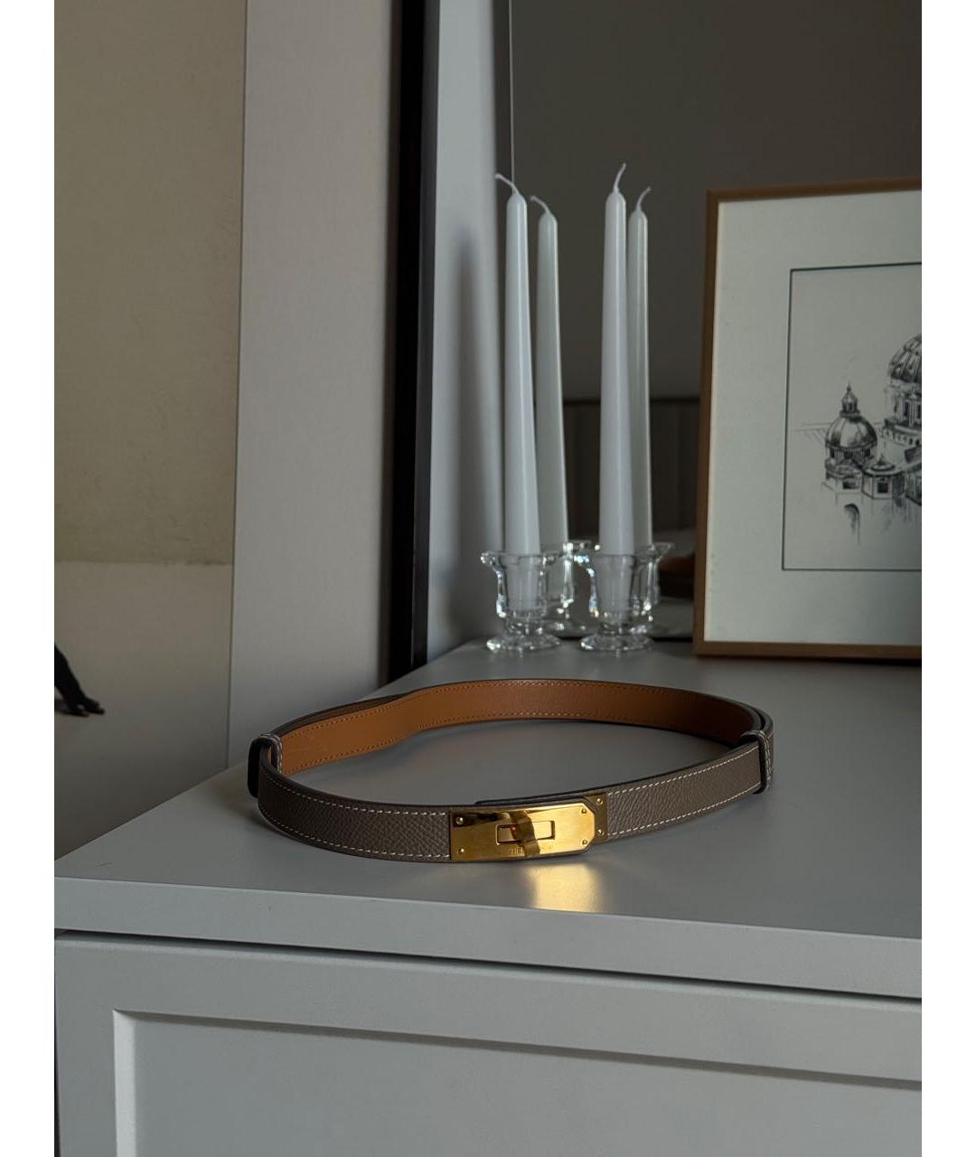 HERMES Бежевый кожаный ремень, фото 5