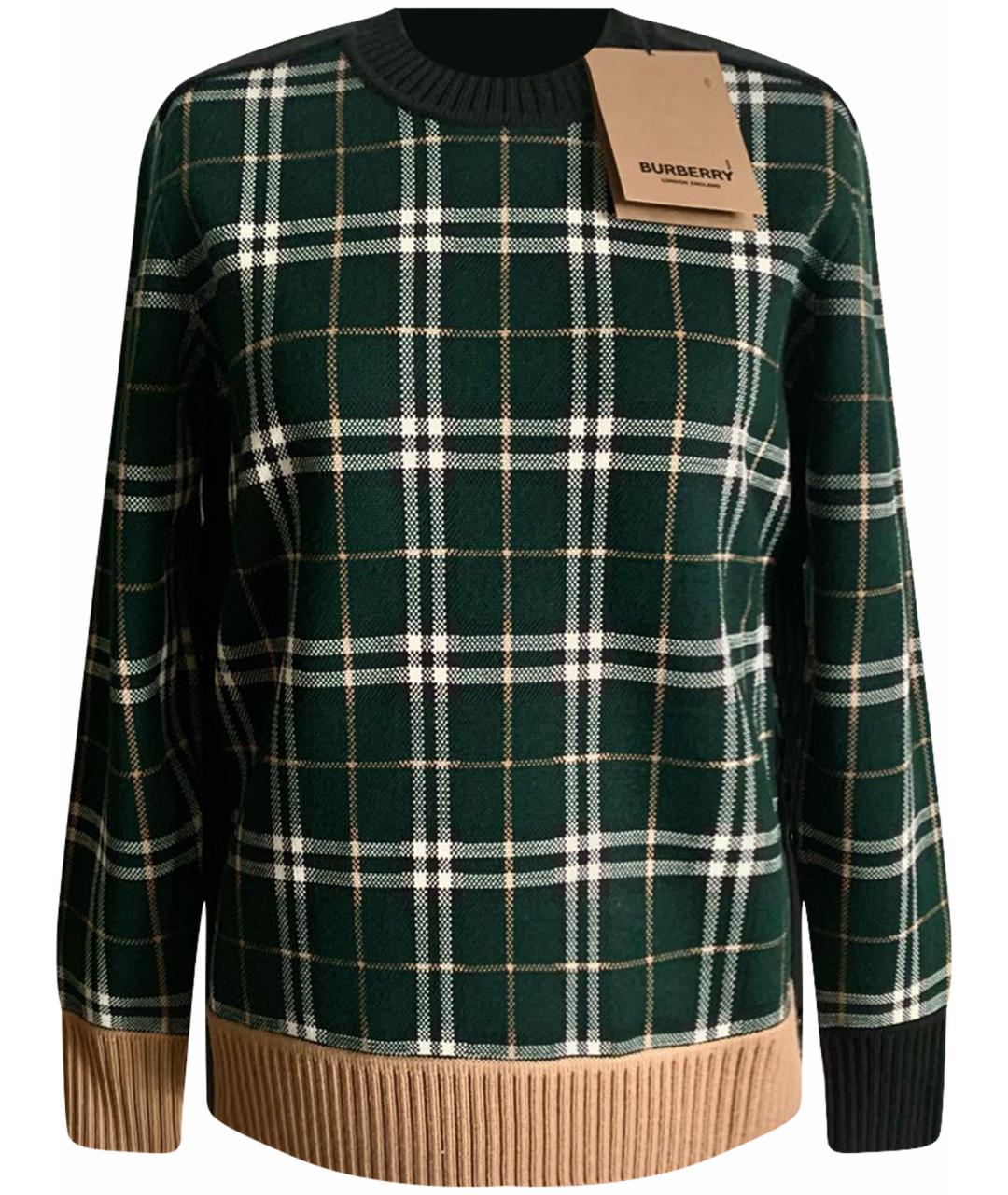 BURBERRY Зеленый шерстяной джемпер / свитер, фото 1
