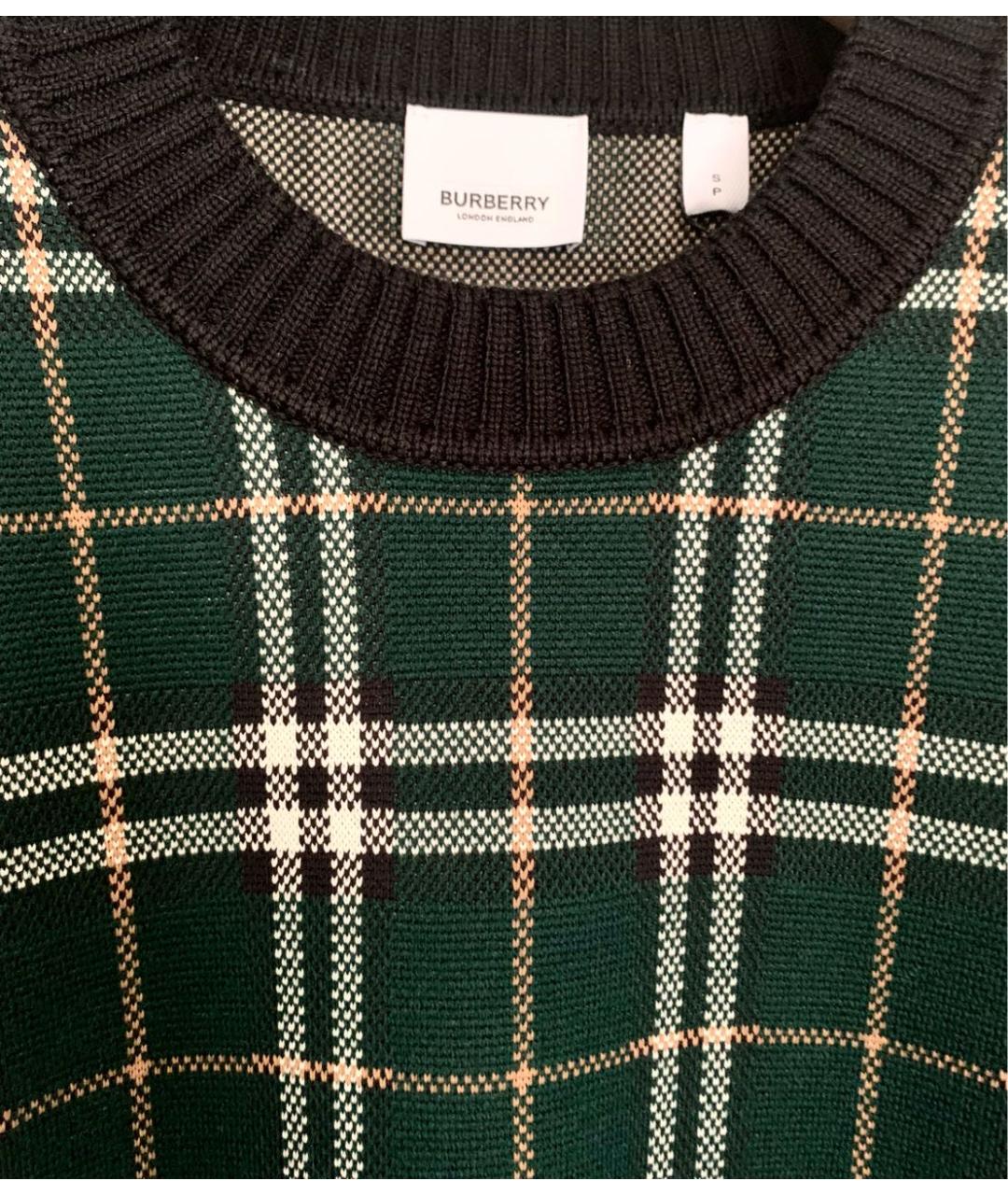 BURBERRY Зеленый шерстяной джемпер / свитер, фото 3