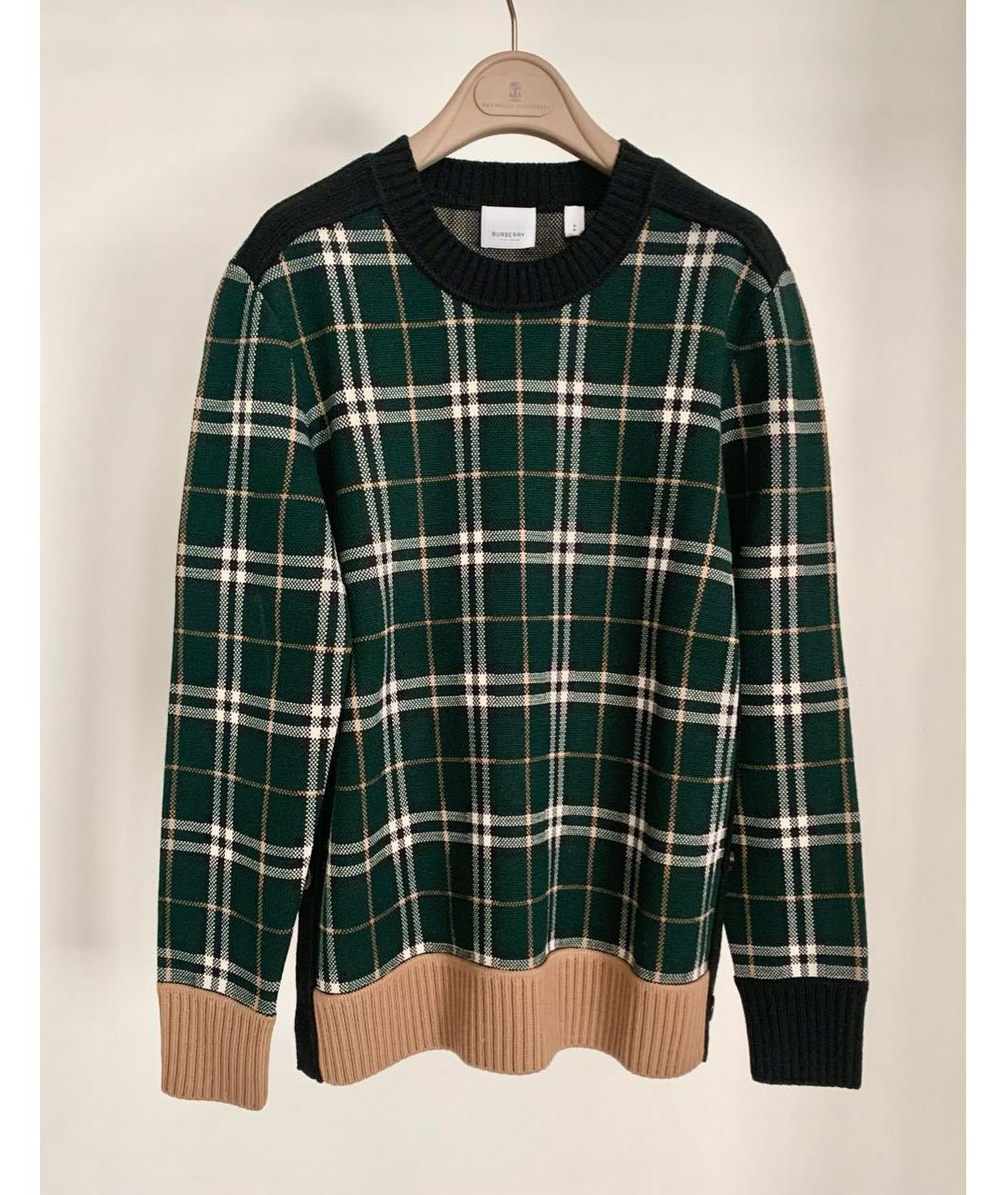 BURBERRY Зеленый шерстяной джемпер / свитер, фото 5