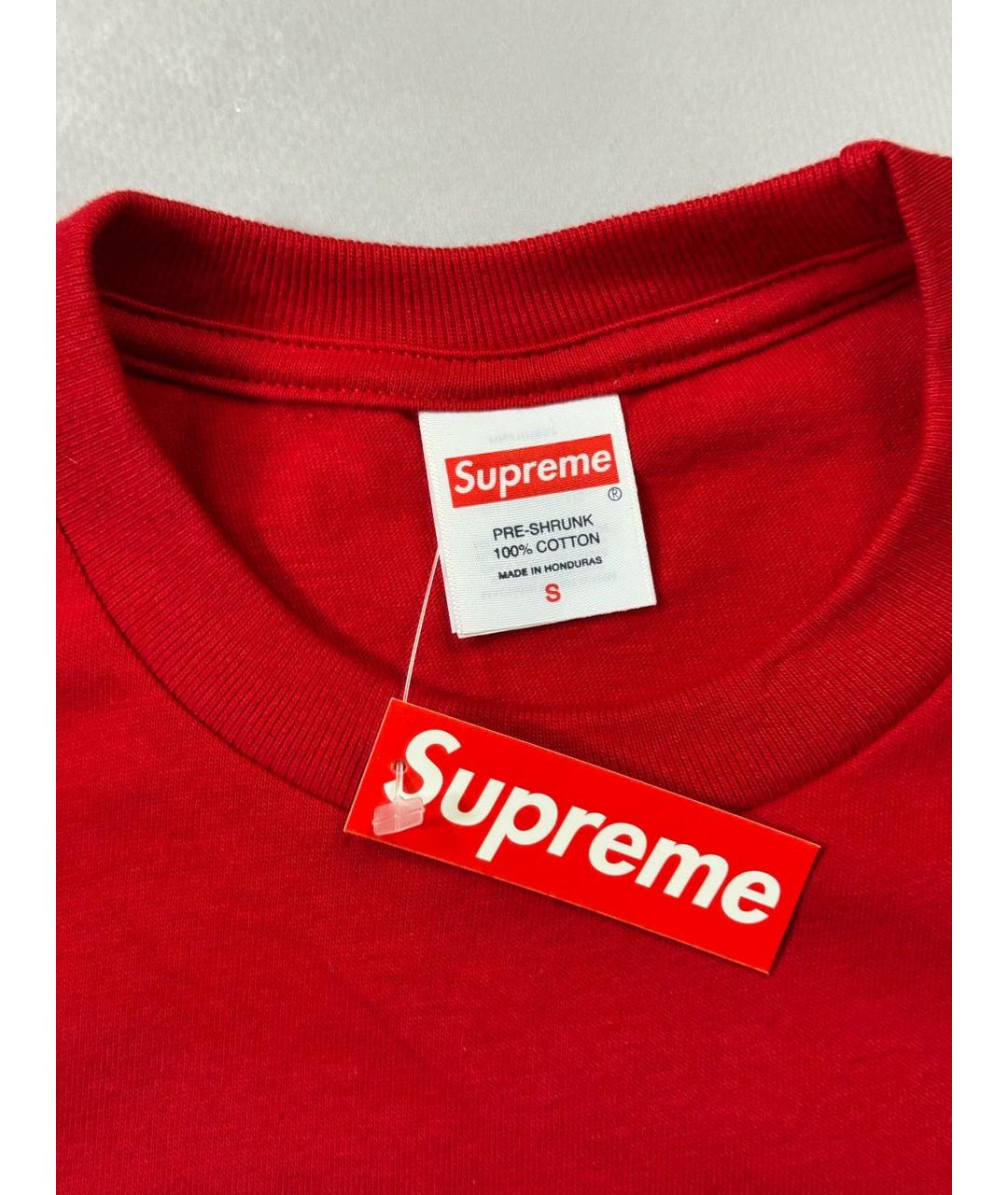 SUPREME Красная хлопковая футболка, фото 6