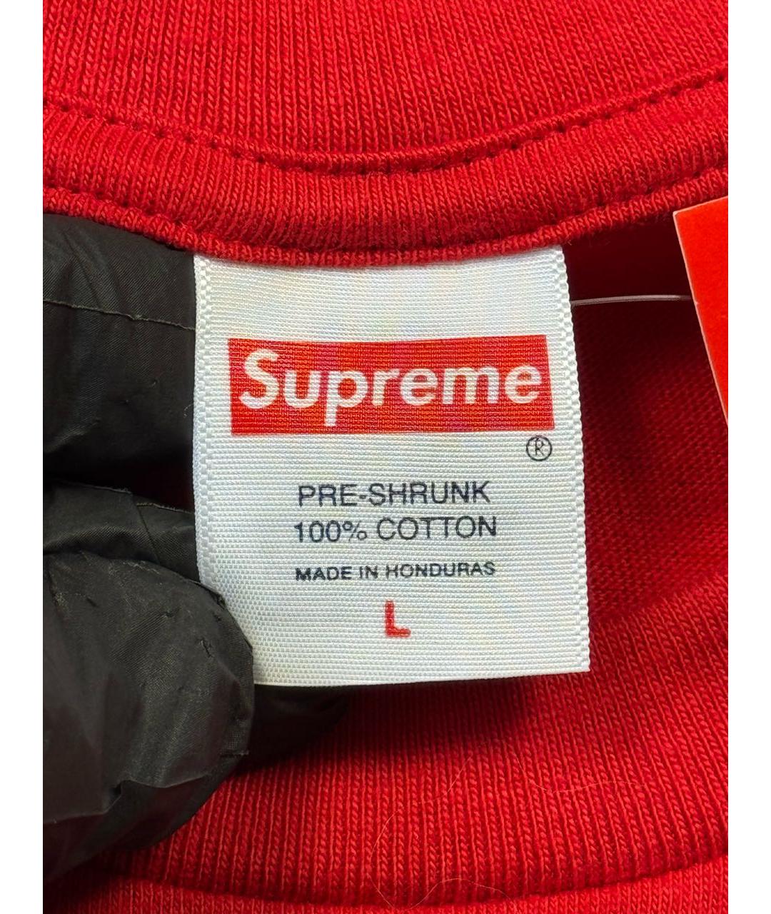 SUPREME Красная хлопковая футболка, фото 6