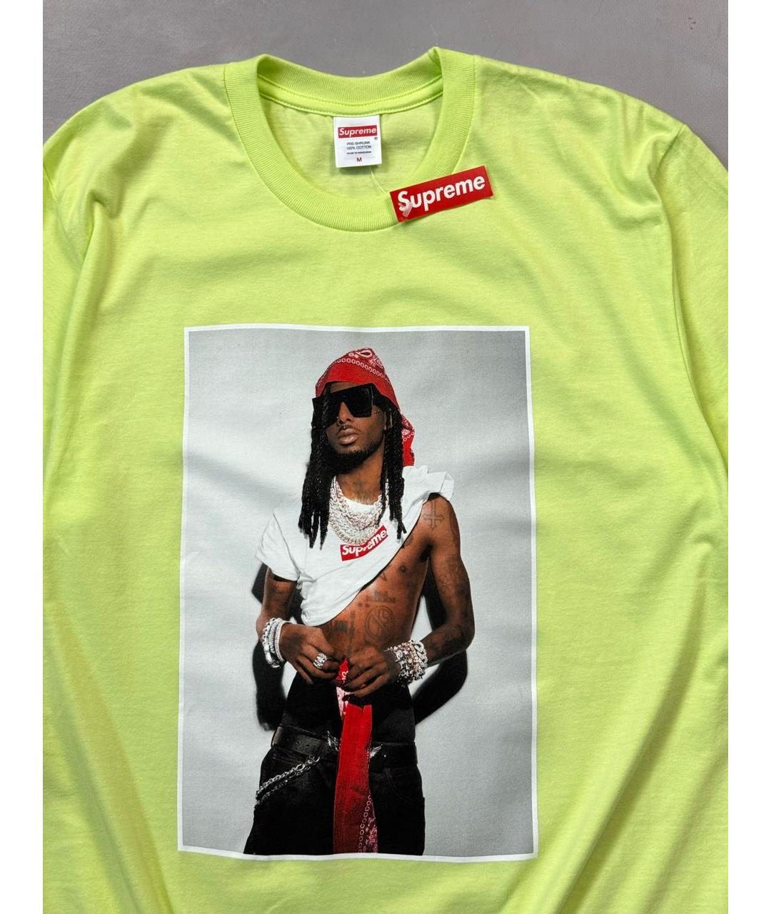 SUPREME Зеленая хлопковая футболка, фото 3