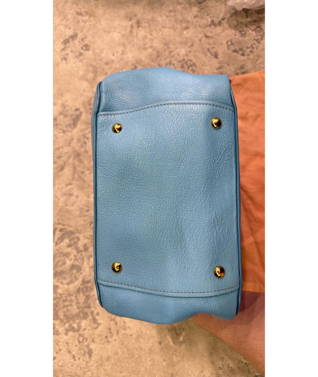 MIU MIU Голубая кожаная сумка с короткими ручками, фото 8