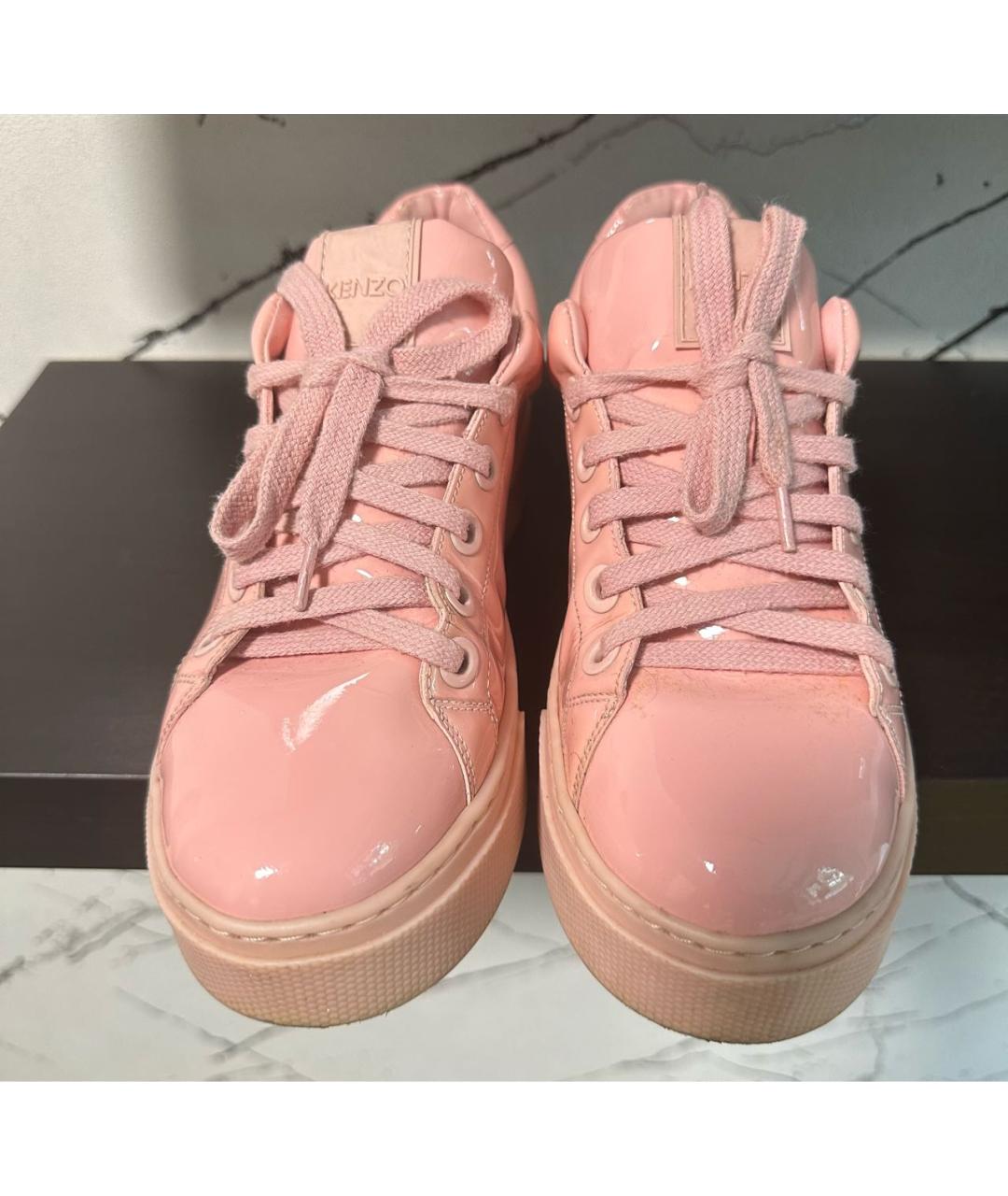 KENZO Розовые кроссовки из лакированной кожи, фото 2