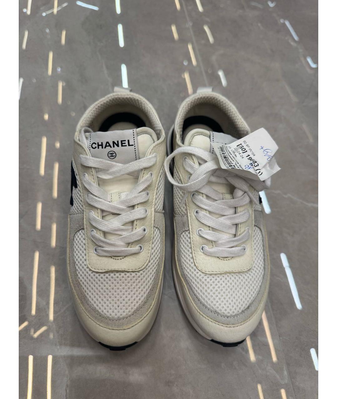 CHANEL Белые кожаные кроссовки, фото 2