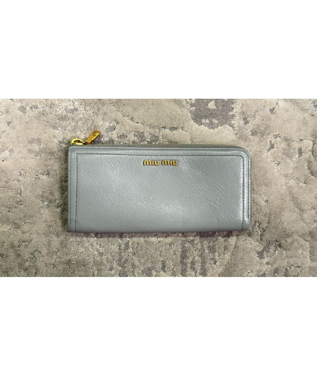 MIU MIU Серый кожаный кошелек, фото 8
