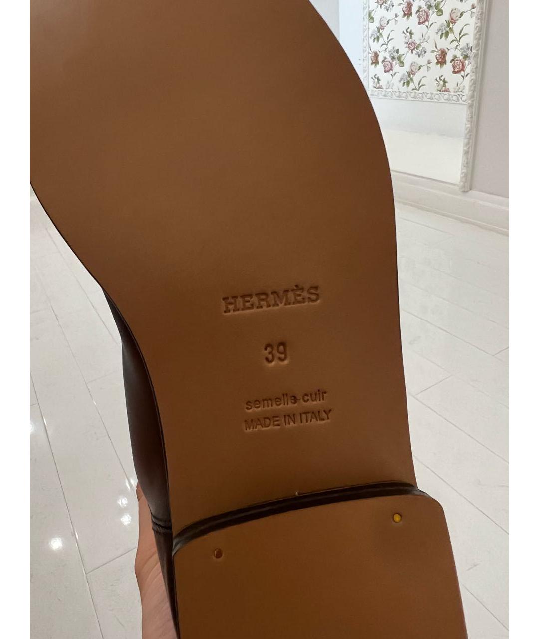 HERMES Коричневые кожаные сапоги, фото 6