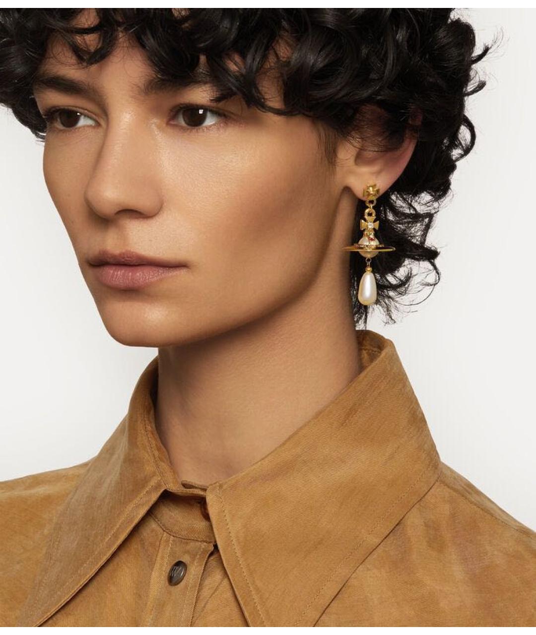 VIVIENNE WESTWOOD Золотые латунные серьги, фото 2
