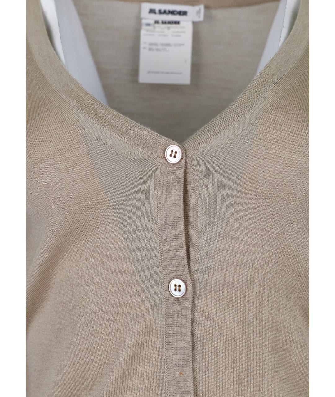 JIL SANDER Бежевый кашемировый кардиган, фото 4