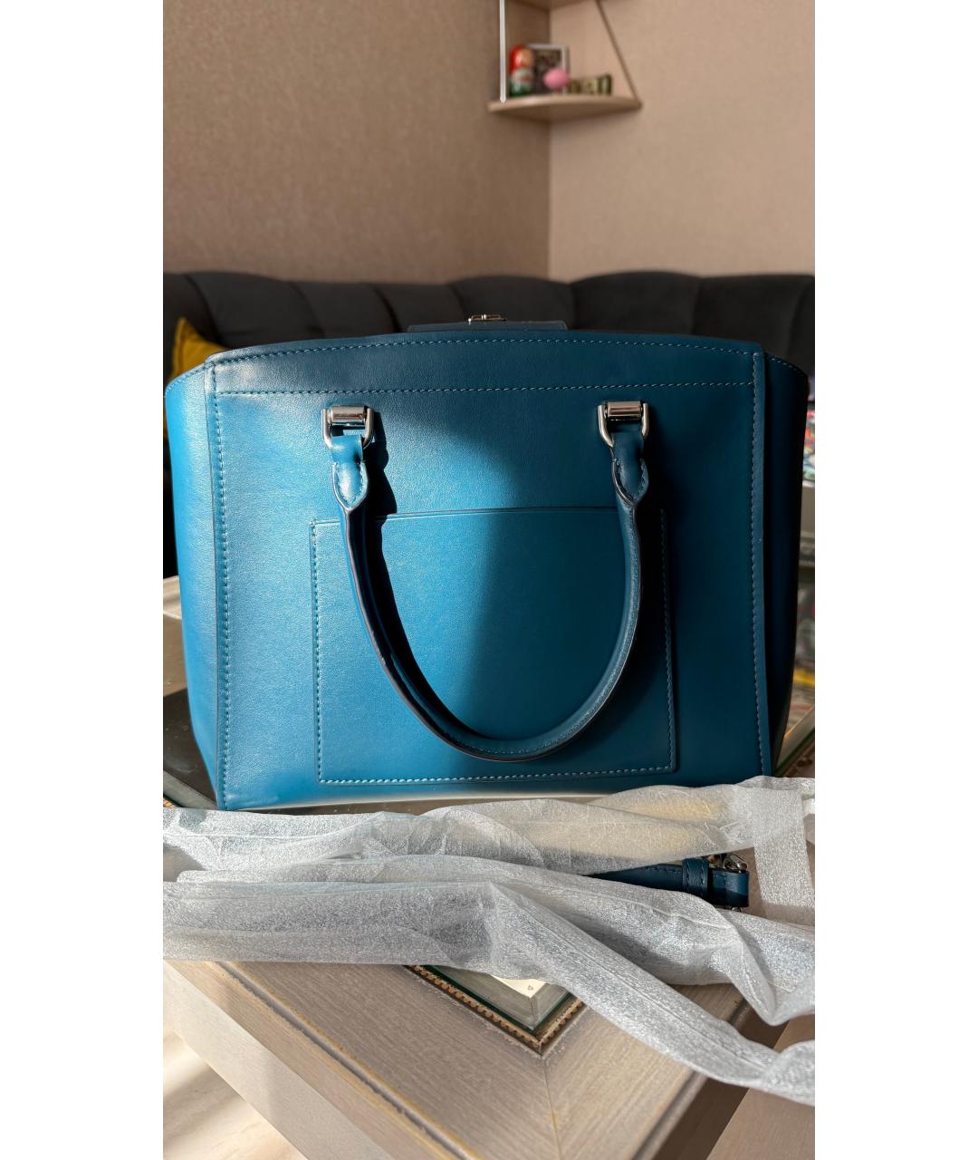 MICHAEL KORS Бирюзовая кожаная сумка через плечо, фото 3