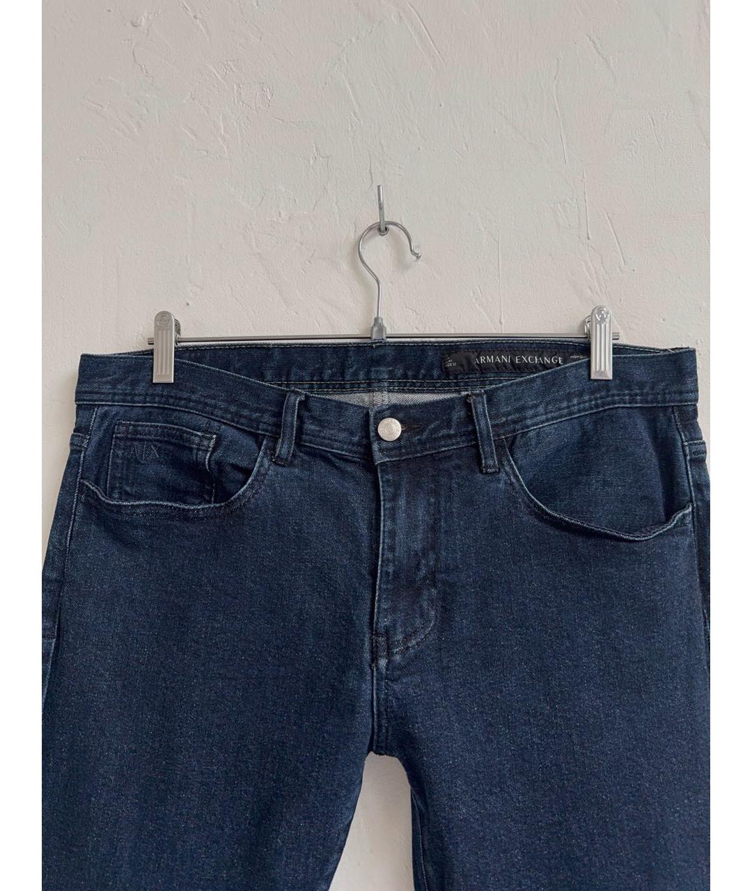 ARMANI EXCHANGE Темно-синие хлопко-эластановые джинсы скинни, фото 4