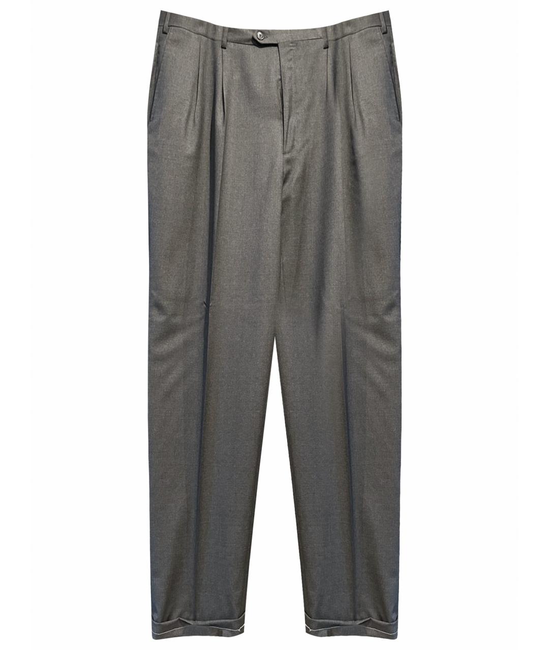 BRIONI Антрацитовые шерстяные классические брюки, фото 1