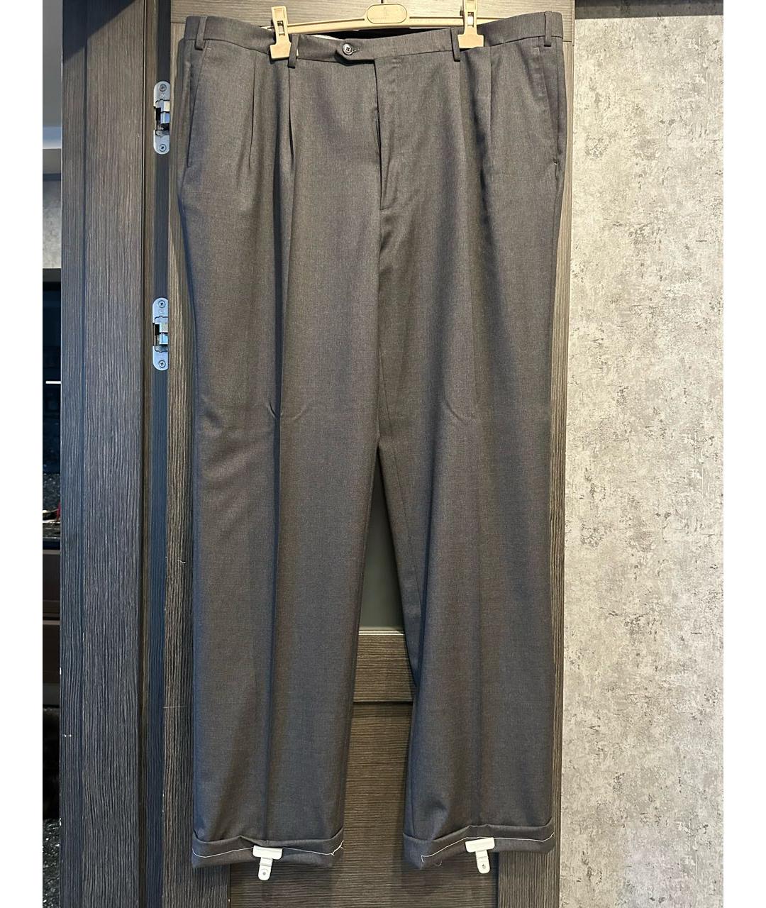 BRIONI Антрацитовые шерстяные классические брюки, фото 3