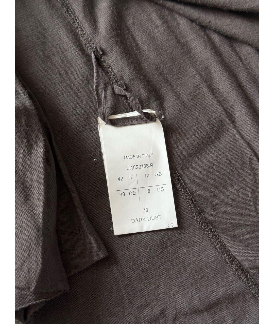 RICK OWENS Серое хлопковое повседневное платье, фото 8
