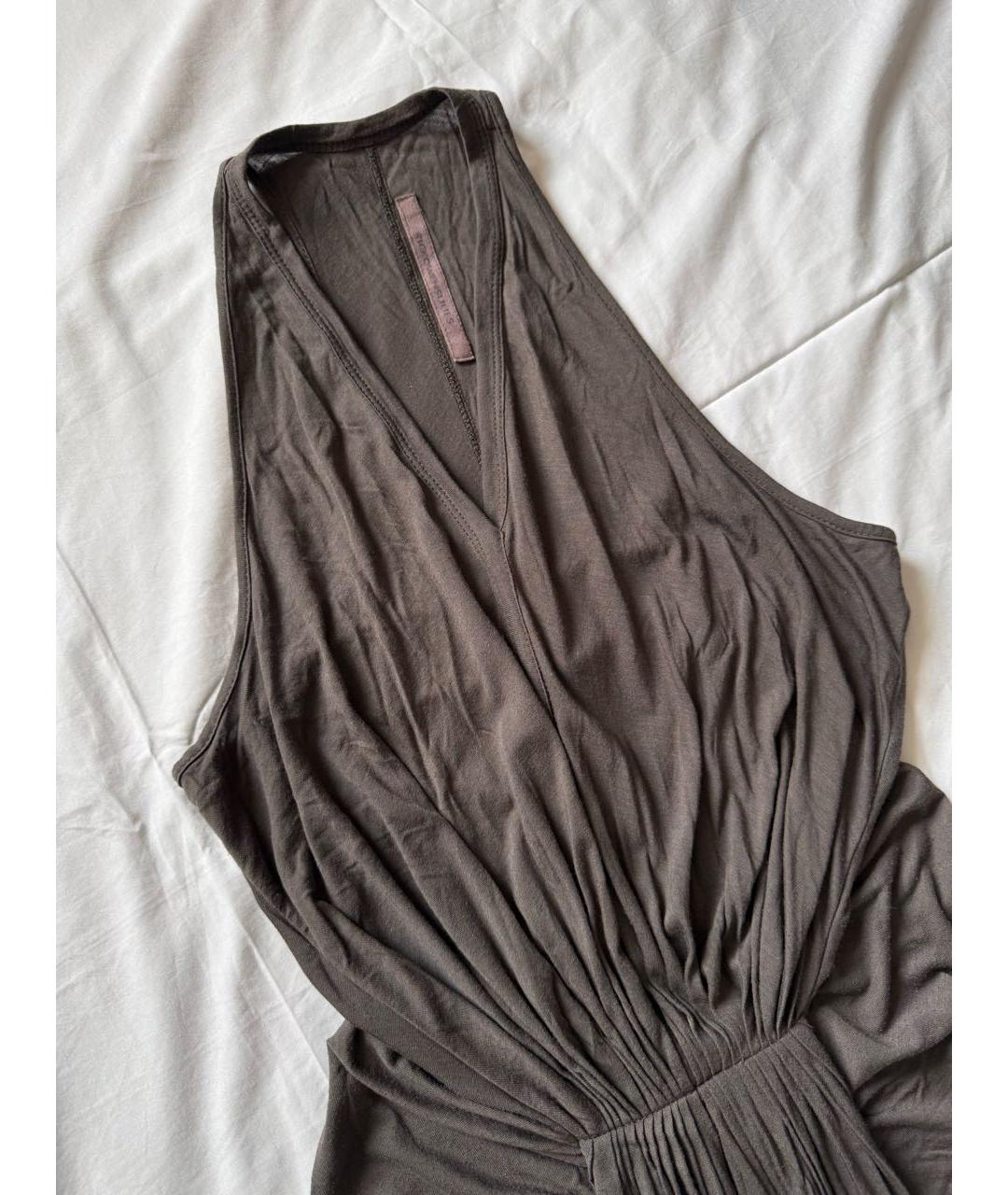RICK OWENS Серое хлопковое повседневное платье, фото 2