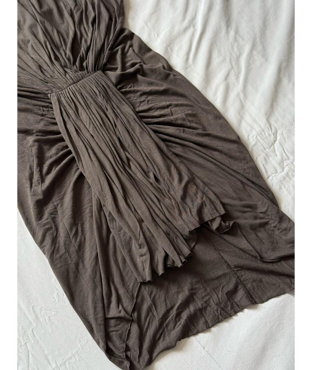 RICK OWENS Серое хлопковое повседневное платье, фото 4
