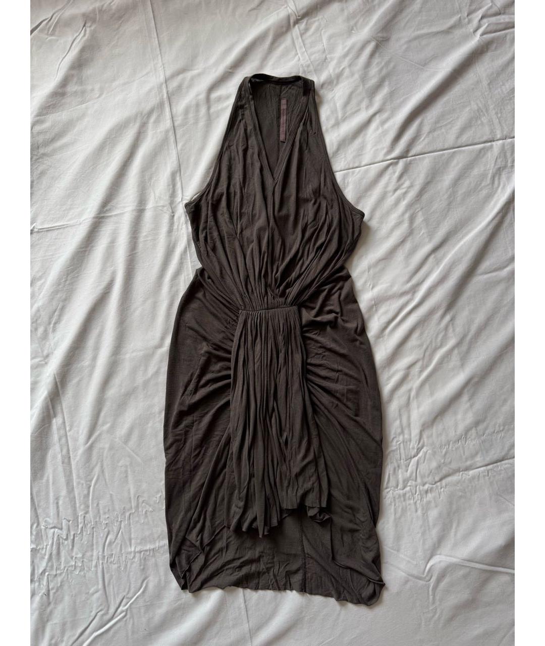 RICK OWENS Серое хлопковое повседневное платье, фото 9