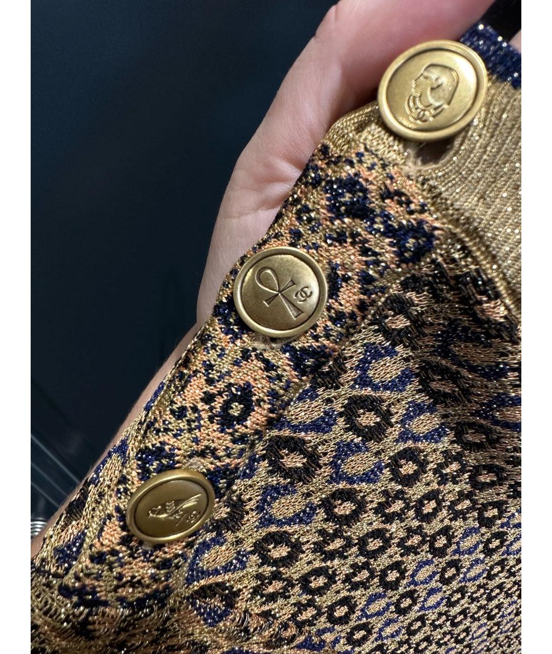 CHANEL Золотое вискозное повседневное платье, фото 4